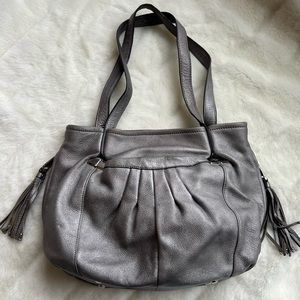 B. MAKOWSKY Silver Shoulder Hand Bag Leather
